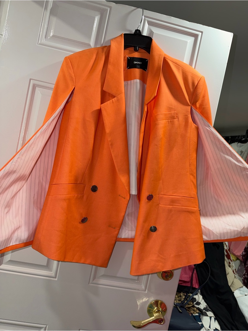 DKNY Bright Orange Double-Breasted Blazer